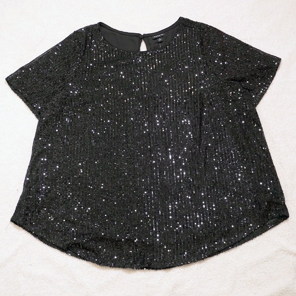 NWT Torrid Abbey Black Short Sleeve Sequin Top 2X Plus Size Party Holiday - Picture 2 of 5